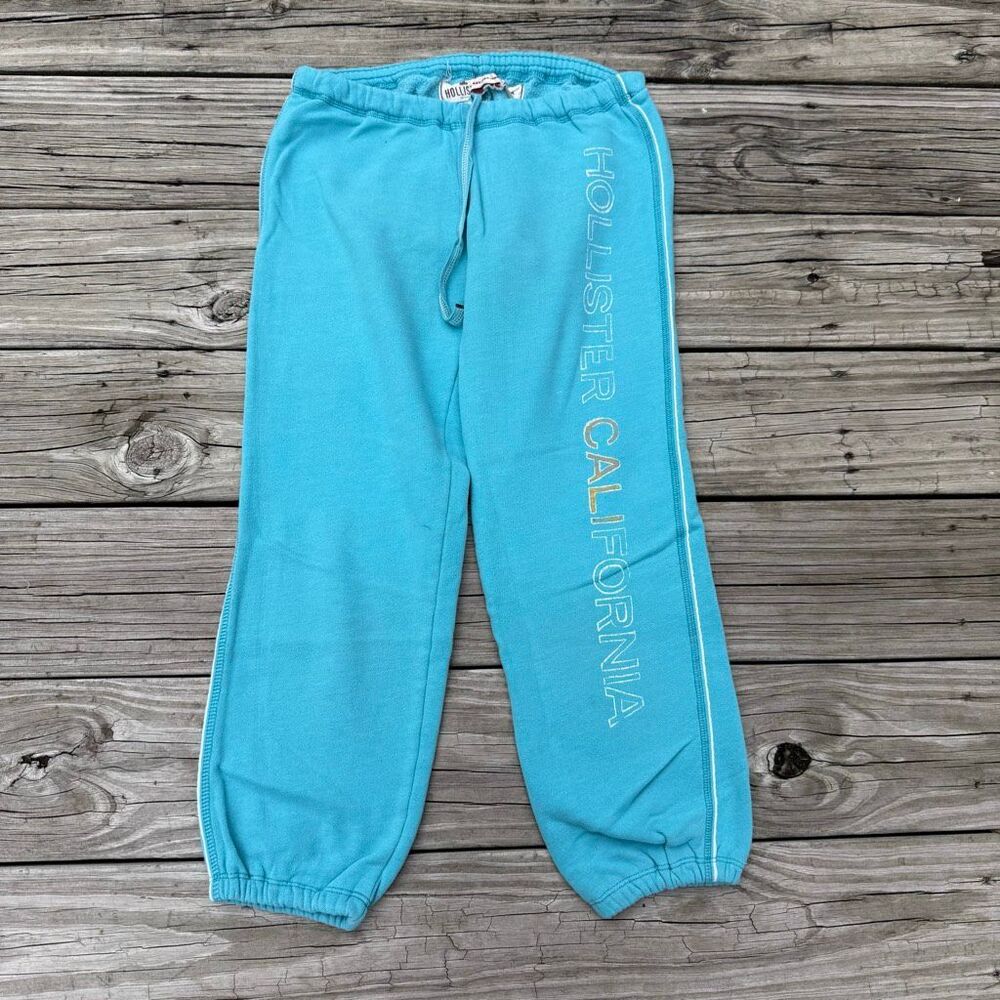 Y2K Hollister California Turquoise Cropped Sweatpants